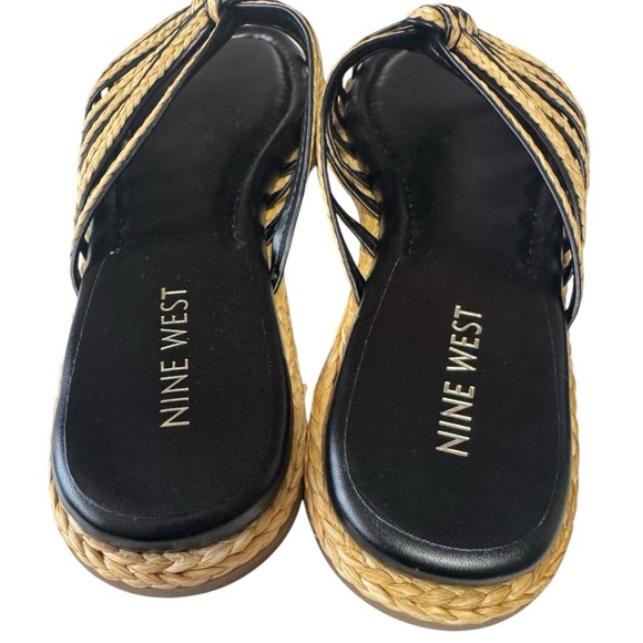 NINE WEST Adila2 light natural 113 black and tan espadrille sandal size 9.5. NWB - Picture 5 of 9
